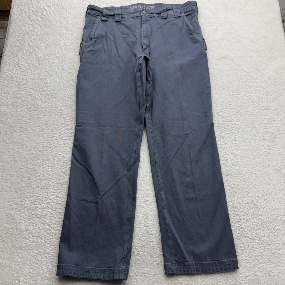 Duluth Trading Co Flex Fire Hose Relaxed Fit Work Pants Blue Gray 40x34 Mens